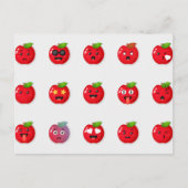 かわいい赤りんごおもしろい顔 ポストカード (正面)