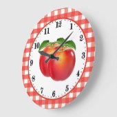 かわいい赤りんご好きのキッチンデコール ラージ壁時計 (傾斜)