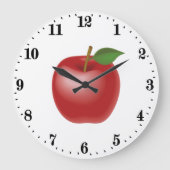 かわいい赤りんご好きのキッチンデコール ラージ壁時計 (正面)