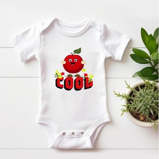 かわいい赤りんご ベビーボディスーツ