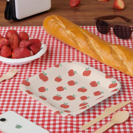 かわいい赤りんご ペーパープレート (ピクニック)