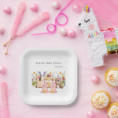 かわいい赤ん坊の動物と野草 |赤ちゃんシャワー ペーパープレート (パーティー)