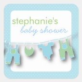 かわいい赤ん坊の服をオンラインで男の子のシャワーを浴びる スクエアシール (正面)