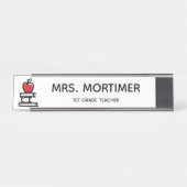 かわいい赤アップルブックス1年生先生 デスクネームプレート (正面)