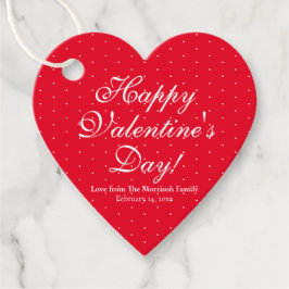 かわいい赤カスタム水玉模様ハートバレンタインデー フェイバータグ