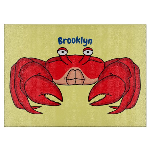 かわいい赤カニ漫画イラストレーション カッティングボード (正面)