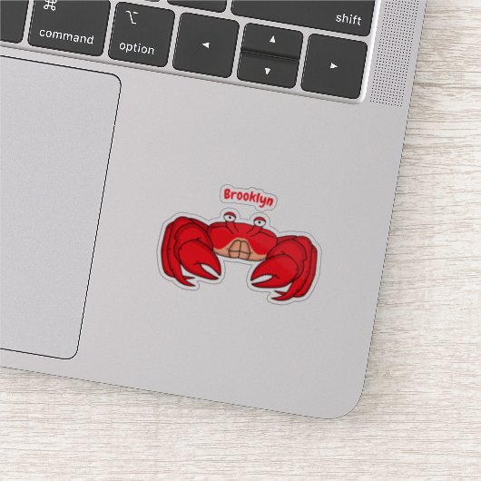かわいい赤カニ漫画イラストレーション シール (詳細)