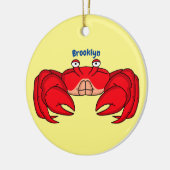 かわいい赤カニ漫画イラストレーション セラミックオーナメント (左)