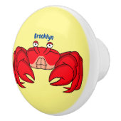 かわいい赤カニ漫画イラストレーション セラミックノブ (右)