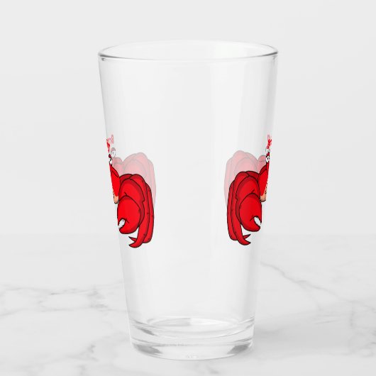 かわいい赤カニ漫画イラストレーション タンブラーグラス (左)