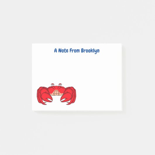 かわいい赤カニ漫画イラストレーション ポストイット (正面)