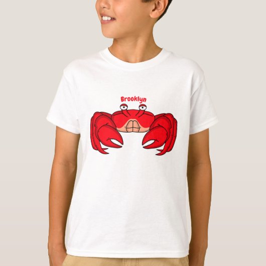 かわいい赤カニ漫画イラストレーション Tシャツ (正面)