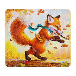 かわいい赤キツネで秋絵画シーズン。買今 カッティングボード