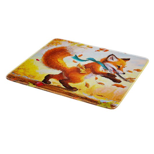 かわいい赤キツネで秋絵画シーズン。買今 カッティングボード (角)