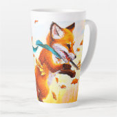 かわいい赤キツネで秋絵画シーズン。買今 カフェラテマグ (右アングル)