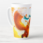 かわいい赤キツネで秋絵画シーズン。買今 カフェラテマグ (左アングル)