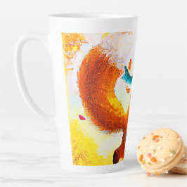 かわいい赤キツネで秋絵画シーズン。買今 カフェラテマグ