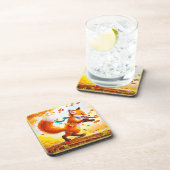 かわいい赤キツネで秋絵画シーズン。買今 コースター (右側)