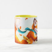 かわいい赤キツネで秋絵画シーズン。買今 マグカップ (中央)