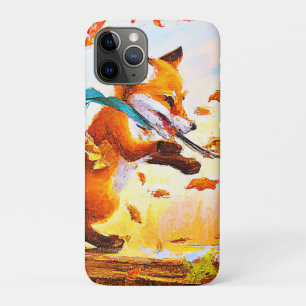 かわいい赤キツネで秋絵画シーズン。買今 iPhone 11 PROケース