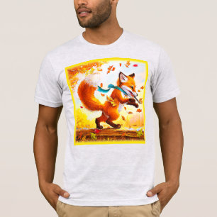 かわいい赤キツネで秋絵画シーズン。買今 Tシャツ