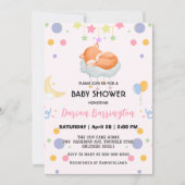 かわいい赤キツネの月のバルーン赤ちゃんシャワーパーティー 招待状 (正面)