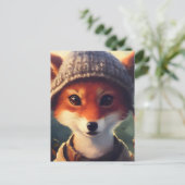 かわいい赤キツネの服 ポストカード (スタンド正面)