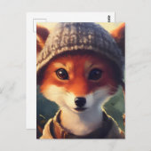 かわいい赤キツネの服 ポストカード (正面/裏面)