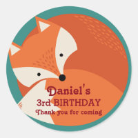 かわいい赤キツネアニメ動物誕生日シール