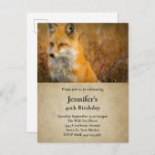 かわいい赤キツネウィルダネス自然写真誕生日 インビテーションポストカード (正面/裏面)