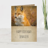 かわいい赤キツネウィルダネス自然写真誕生日 カード (正面)