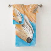 かわいい赤キツネウォーターカラーアート バスタオルセット (インサイチュ)