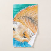 かわいい赤キツネウォーターカラーアート バスタオルセット (ハンドタオル)