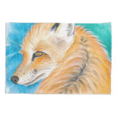 かわいい赤キツネウォーターカラーアート 枕カバー (裏面)