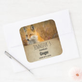 かわいい赤キツネワイルダネス自然フォトキャンドルビズ スクエアシール (封筒)