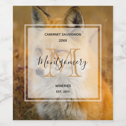 かわいい赤キツネワイルダネス自然フォトワインメイキング ワインラベル (シングルラベル)