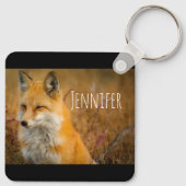 かわいい赤キツネワイルダネス自然写真 キーホルダー (裏面)