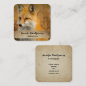 かわいい赤キツネワイルダネス自然写真 スクエア名刺 (正面/裏面)