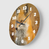 かわいい赤キツネワイルダネス自然写真 ラージ壁時計 (傾斜)