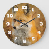 かわいい赤キツネワイルダネス自然写真 ラージ壁時計 (正面)