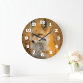 かわいい赤キツネワイルダネス自然写真 ラージ壁時計 (ホーム)