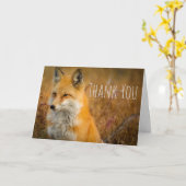 かわいい赤キツネワイルド自然写真ありがとう カード (黄色い花)