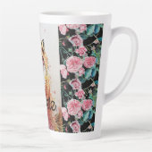 かわいい赤キツネ動物バラ水色ラテマグカップ カフェラテマグ (右)