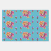 かわいい赤キツネ水彩木地バラ動物芸術 ラッピングペーパーシート (正面2)