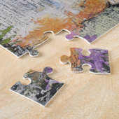 かわいい赤キツネ紫色の花混合メディア ジグソーパズル (側面)