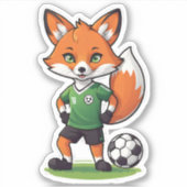 かわいい赤キツネ遊のサッカー シール (正面)