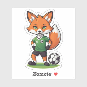 かわいい赤キツネ遊のサッカー シール
