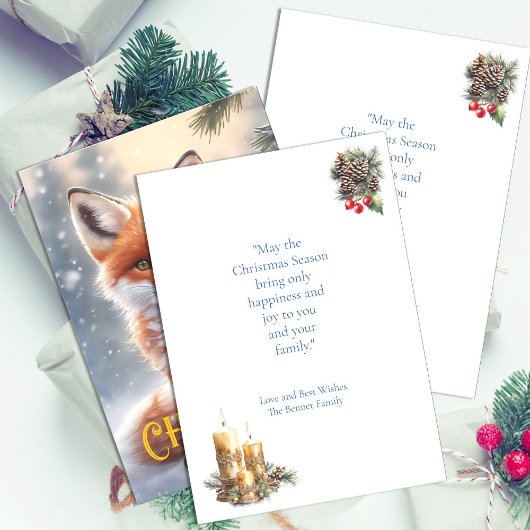 かわいい赤キツネ雪の冬のクリスマス シーズンカード