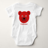 かわいい赤クマ ベビーボディスーツ (裏面)