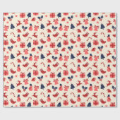 かわいい赤クリスマスギフトラッピング紙 ラッピングペーパー (フラット)